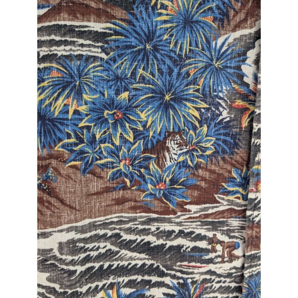 Vtg Reyn Spooner Tailored Fit Button Shirt Hawaiian Surf Mountain Floral Sz L - Picture 6 of 11
